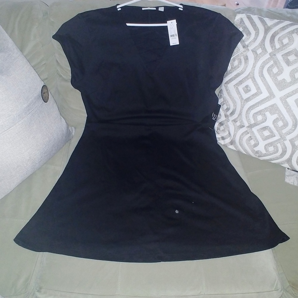 New York & Co Cotton Lace Up Dress